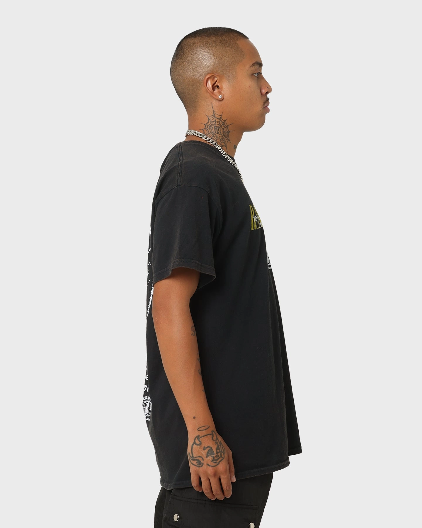 Rats Get Fat By Your Side Vintage T-Shirt Black Wash short sleeved Lightweight Layer