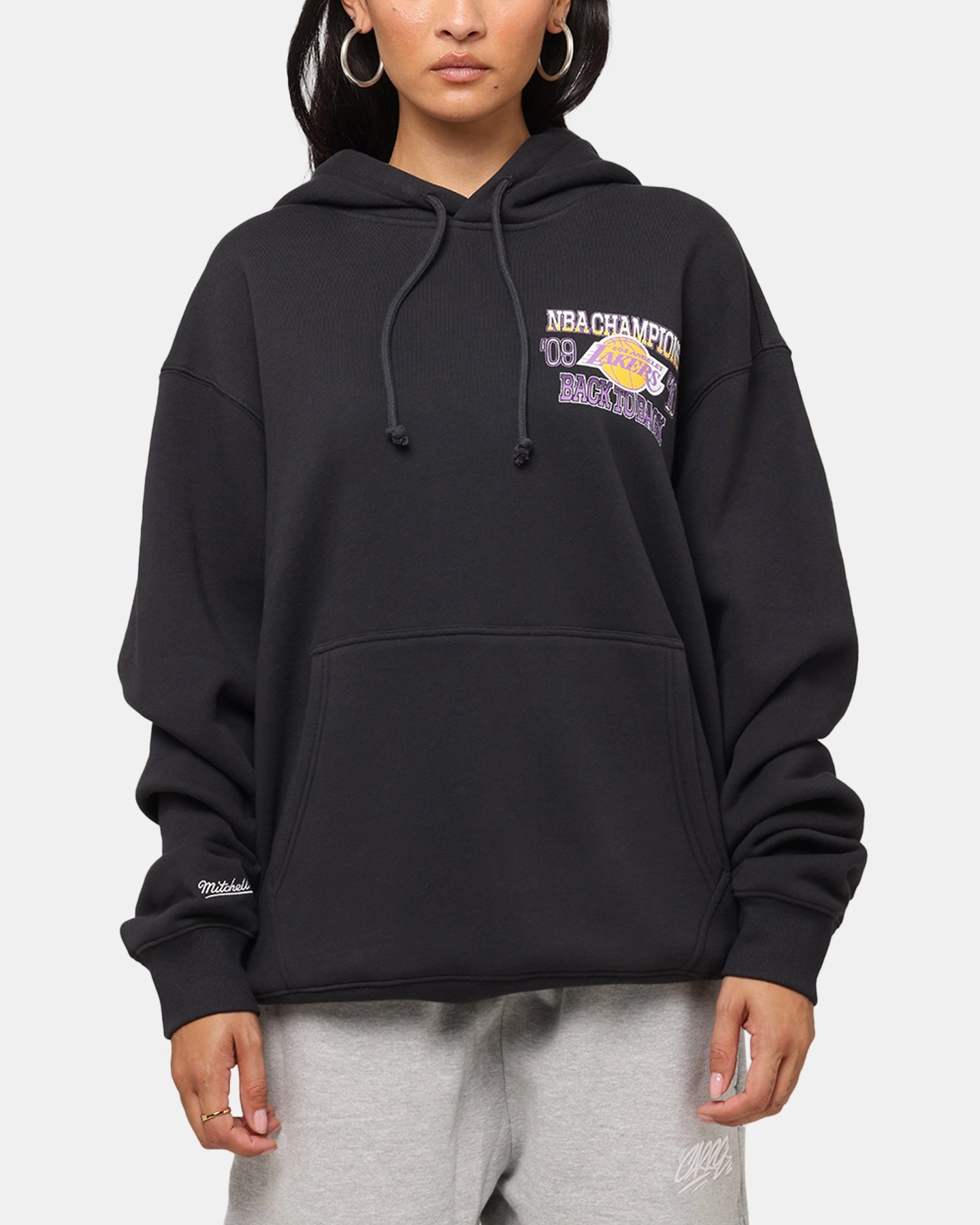 suitable for video shooting Durable Outer Layer Mitchell & Ness Los Angeles Lakers Back To Back Hoodie Faded Black