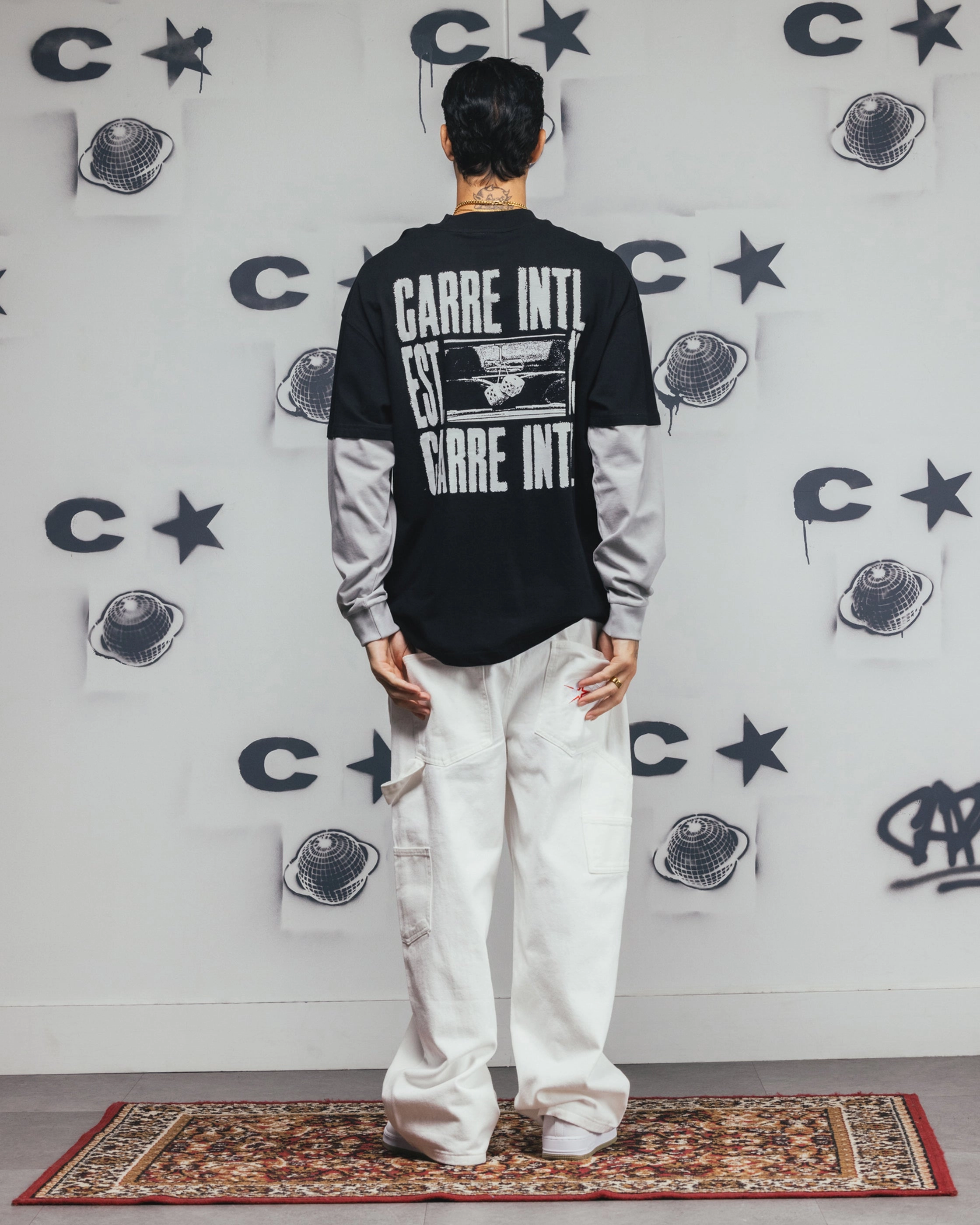 Carre Rear Vision Long Sleeve T-Shirt Black/White Outdoor Trend Look Relax Comfort Style