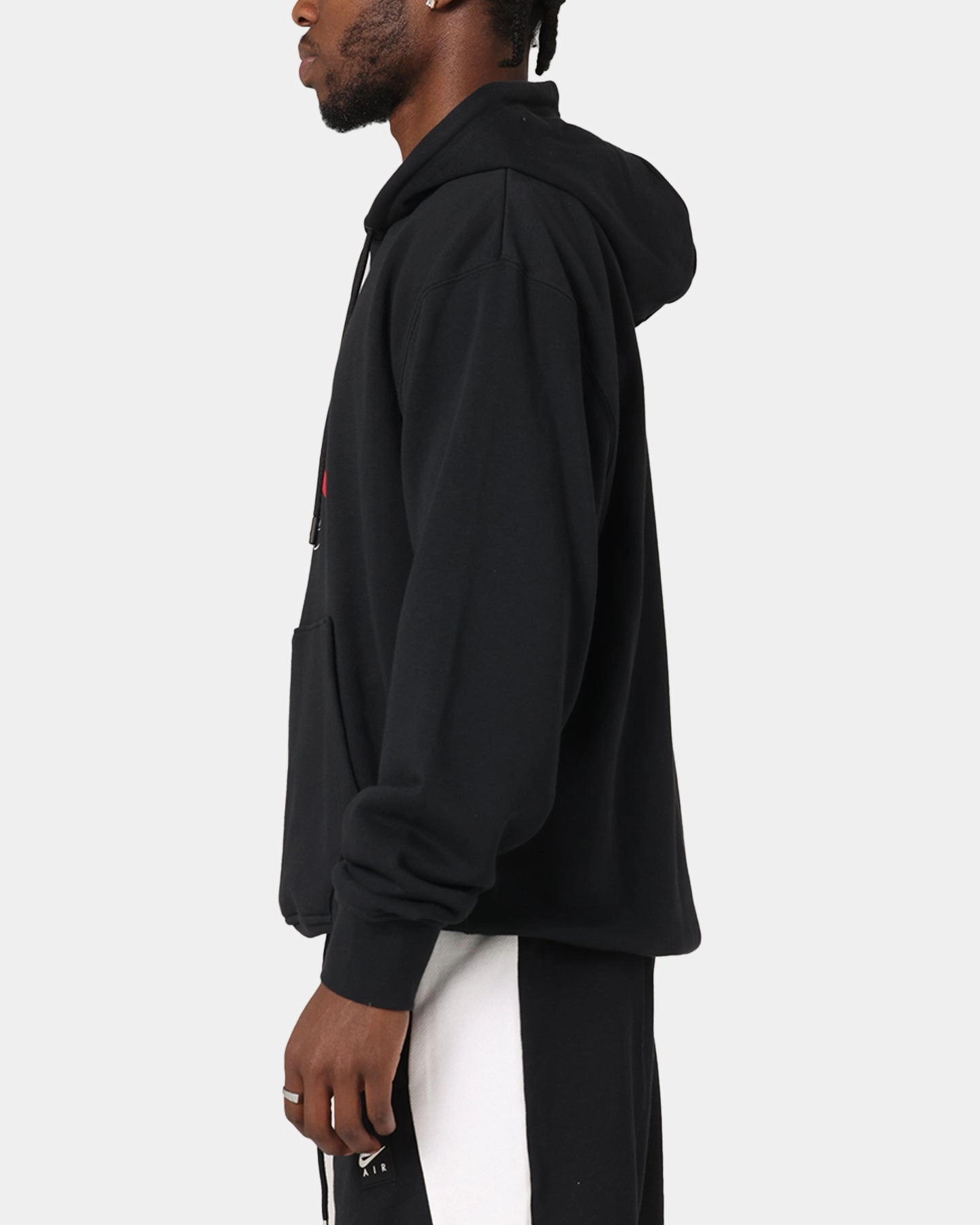 Layered Hem Daily Fit Jordan Essentials Loopback Fleece Pullover Hoodie Black/Red