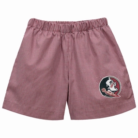 Vive La Fete Infant/Toddler Boys Seminole Logo Mini Check Short - Garnet/White Stylish Look