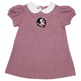 Vive La Fete Infant/Toddler Seminole Logo Mini Check A-Line Dress - Garnet/Gold Running Gear