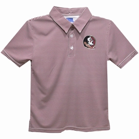 Vive La Fete Kids Seminole Logo Striped Performance Polo - Garnet/White UltraLightweight Essential Layer