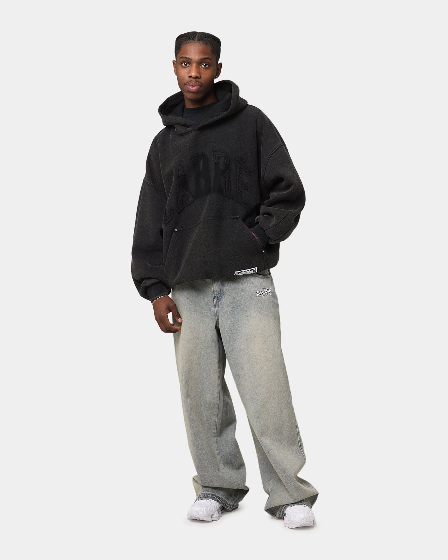 Light Shell Denim Carre Con-Star Hoodie Washed Black