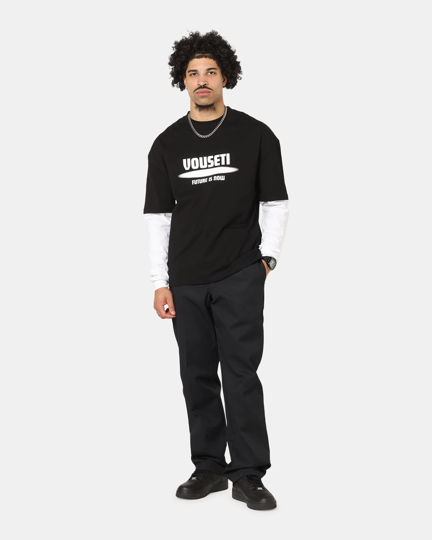 Vouseti Future Is Now Long Sleeve T-Shirt Black Stylish Layering