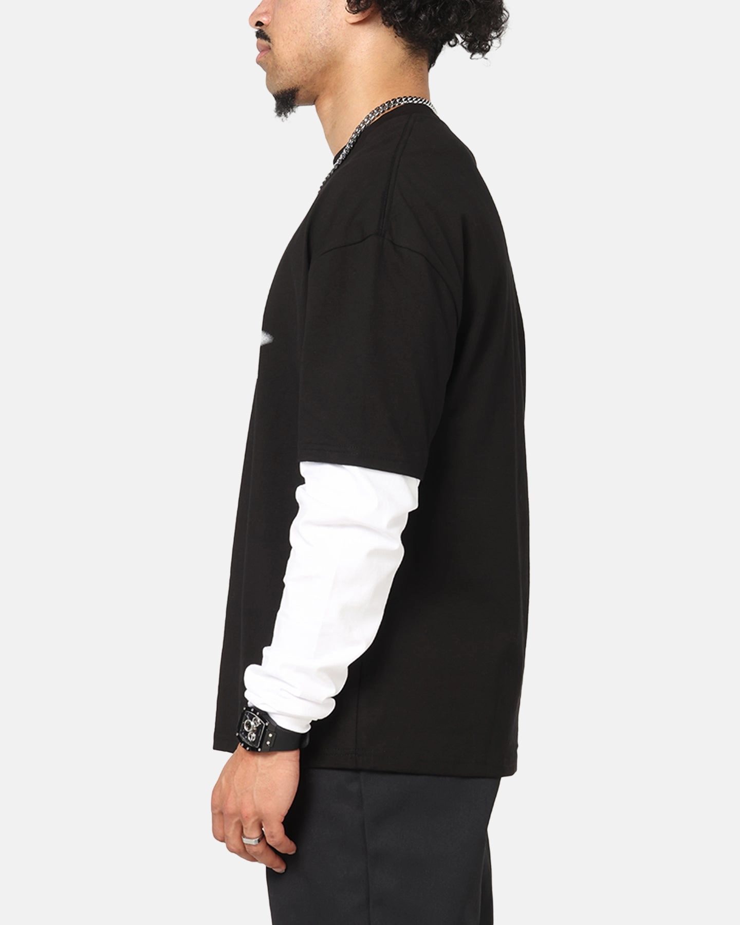 No Slip Shoulder Design Vouseti Future Is Now Long Sleeve T-Shirt Black