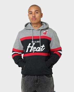 Impact Absorbing Padding Mitchell & Ness Miami Heat Head Coach Hoodie Black