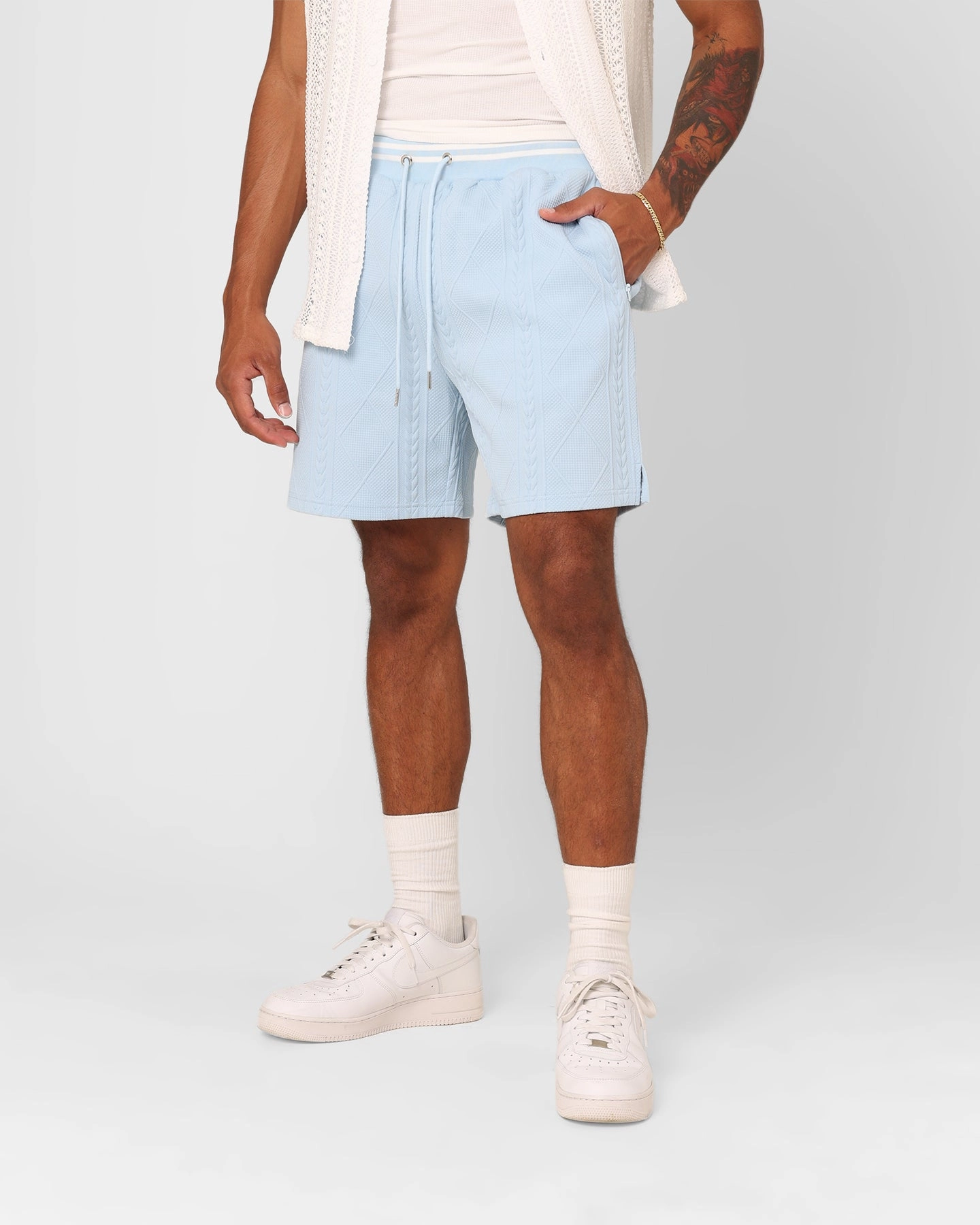 XXIII Danny Knit Shorts Sky Blue Eco Friendly Fabric
