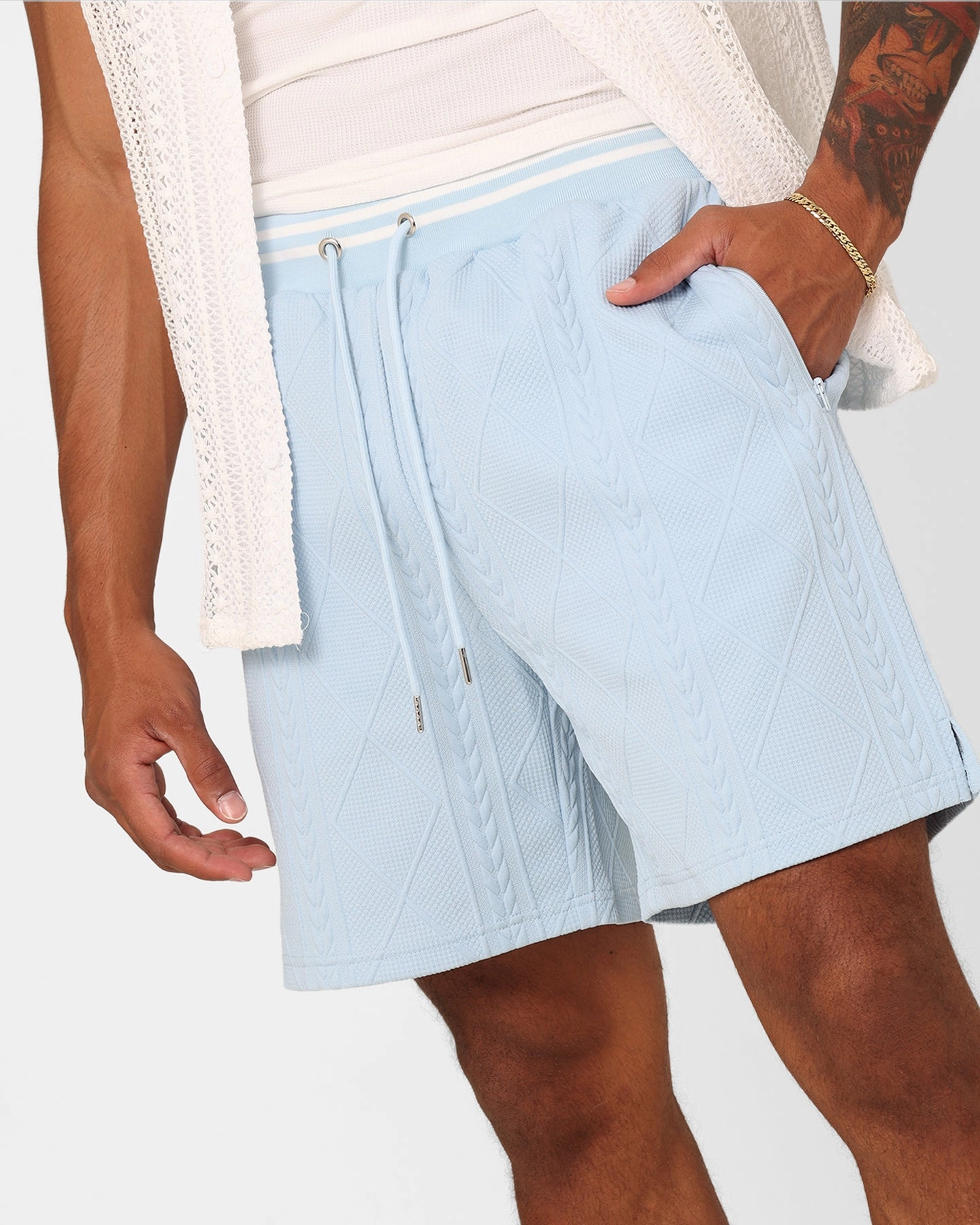 XXIII Danny Knit Shorts Sky Blue Clean Stretch