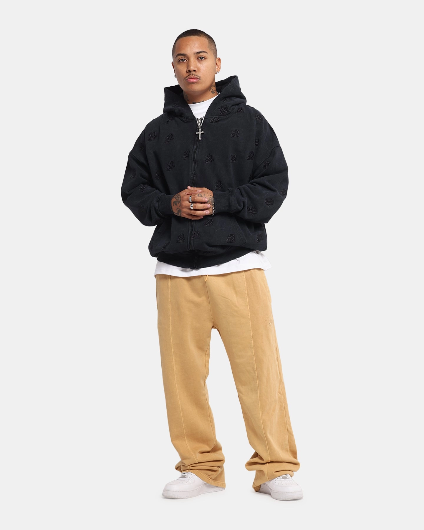 Dreamville Logo All Over Zip Hoodie Dark Grey Seamless Edging suitable for spring activities