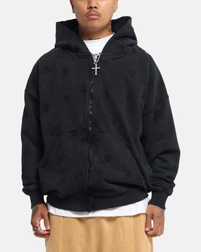 Indoor Use Maintain Dreamville Logo All Over Zip Hoodie Dark Grey