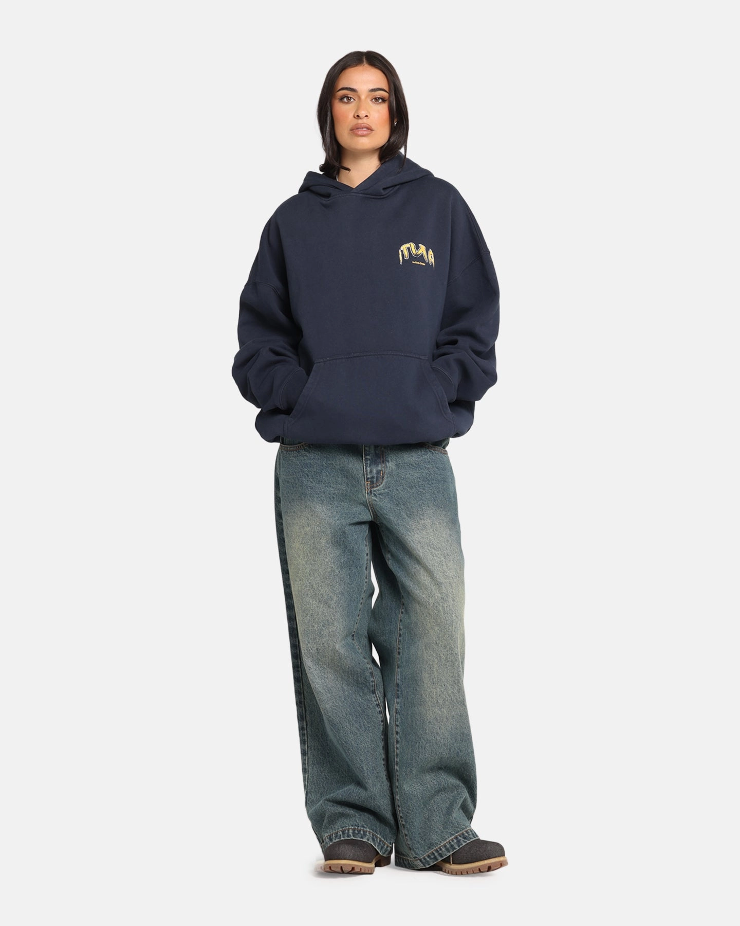 The Anti Order Anti Collegate Boxy Hoodie Navy Adaptive Climate Control Belted