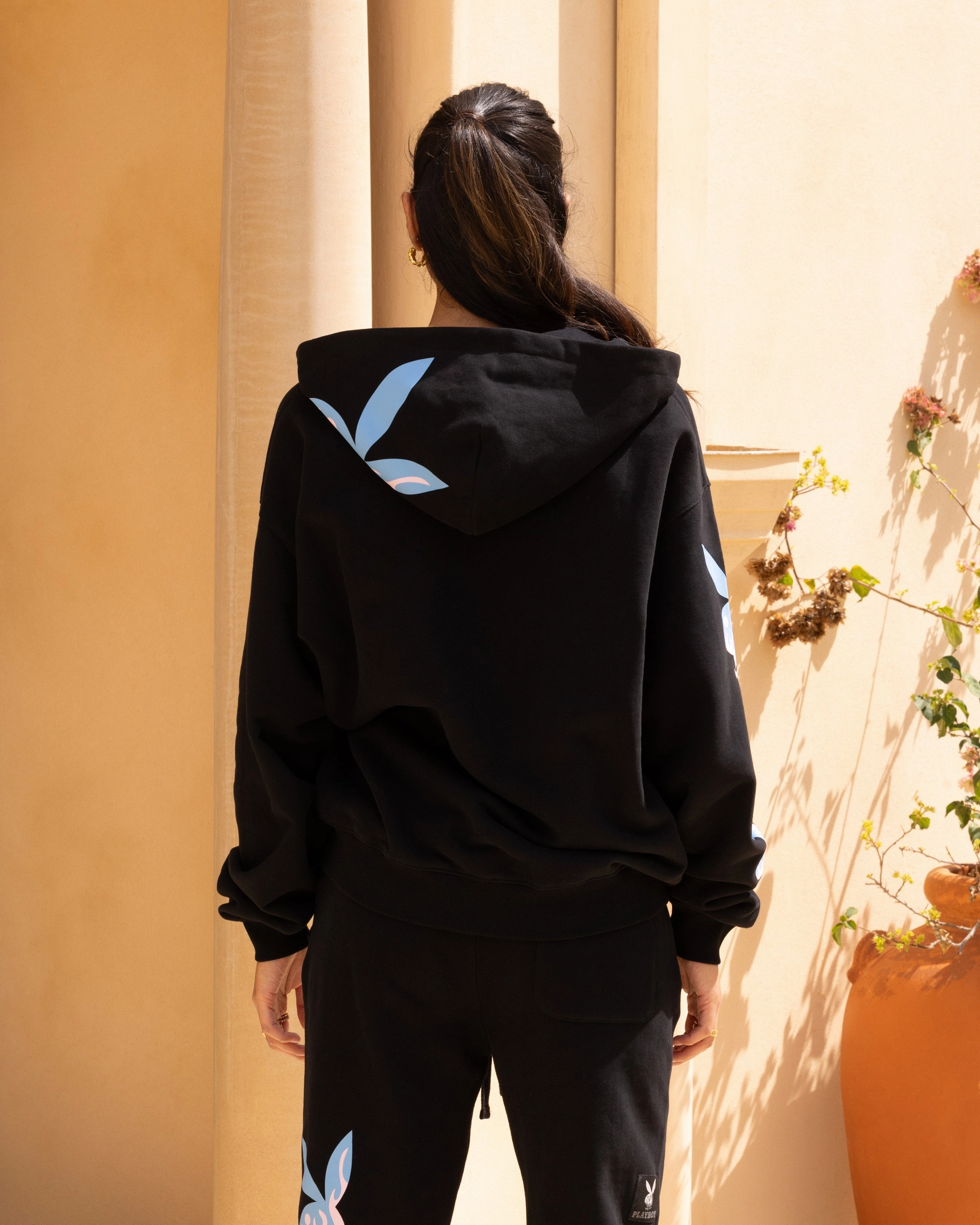 non adjustable Playboy By Culture Kings Lit Bunny Fully Zip Hoodie Black