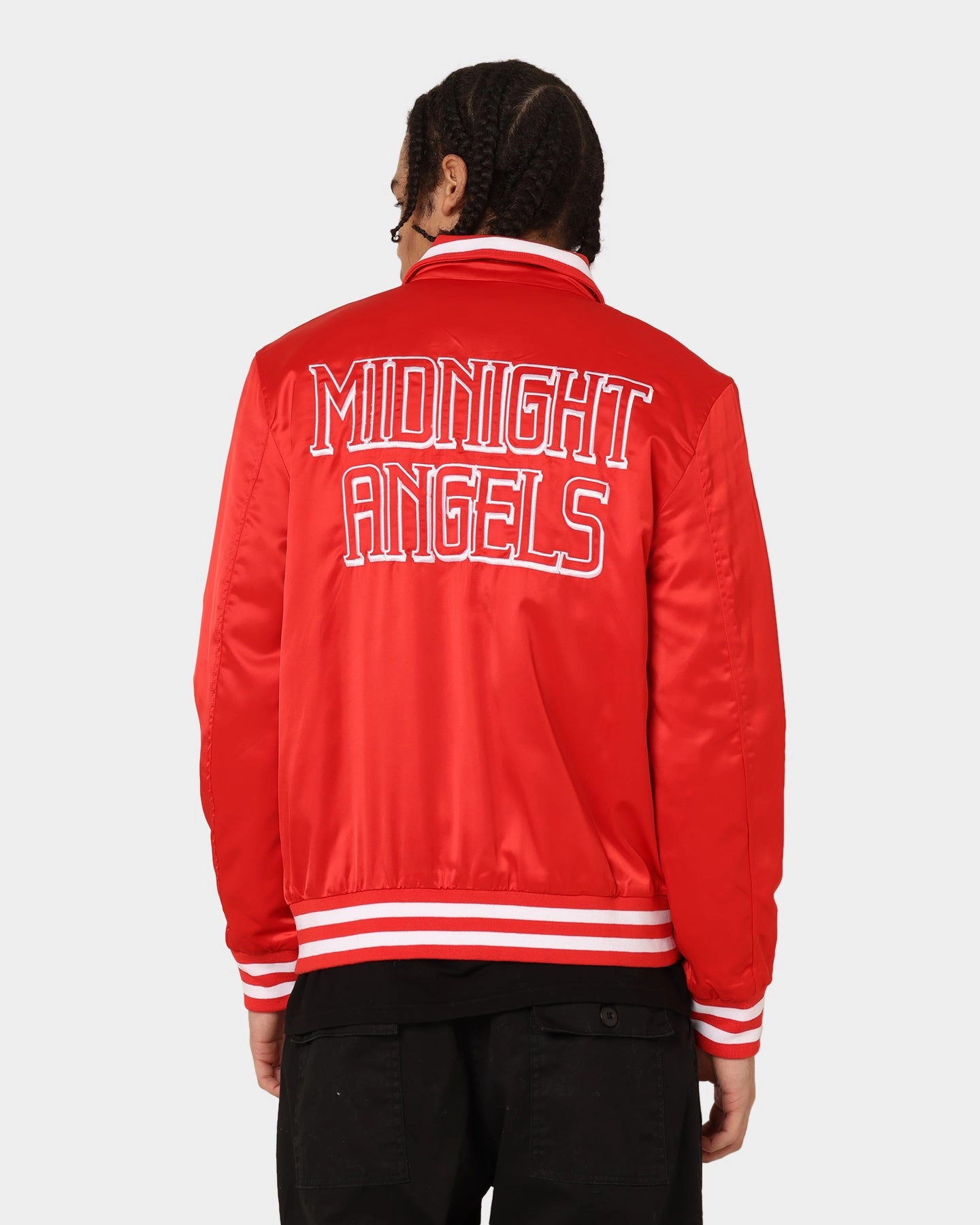 En Noir Inc Midnight Satin Jacket Red AbrasionResistant Edging Brand Name