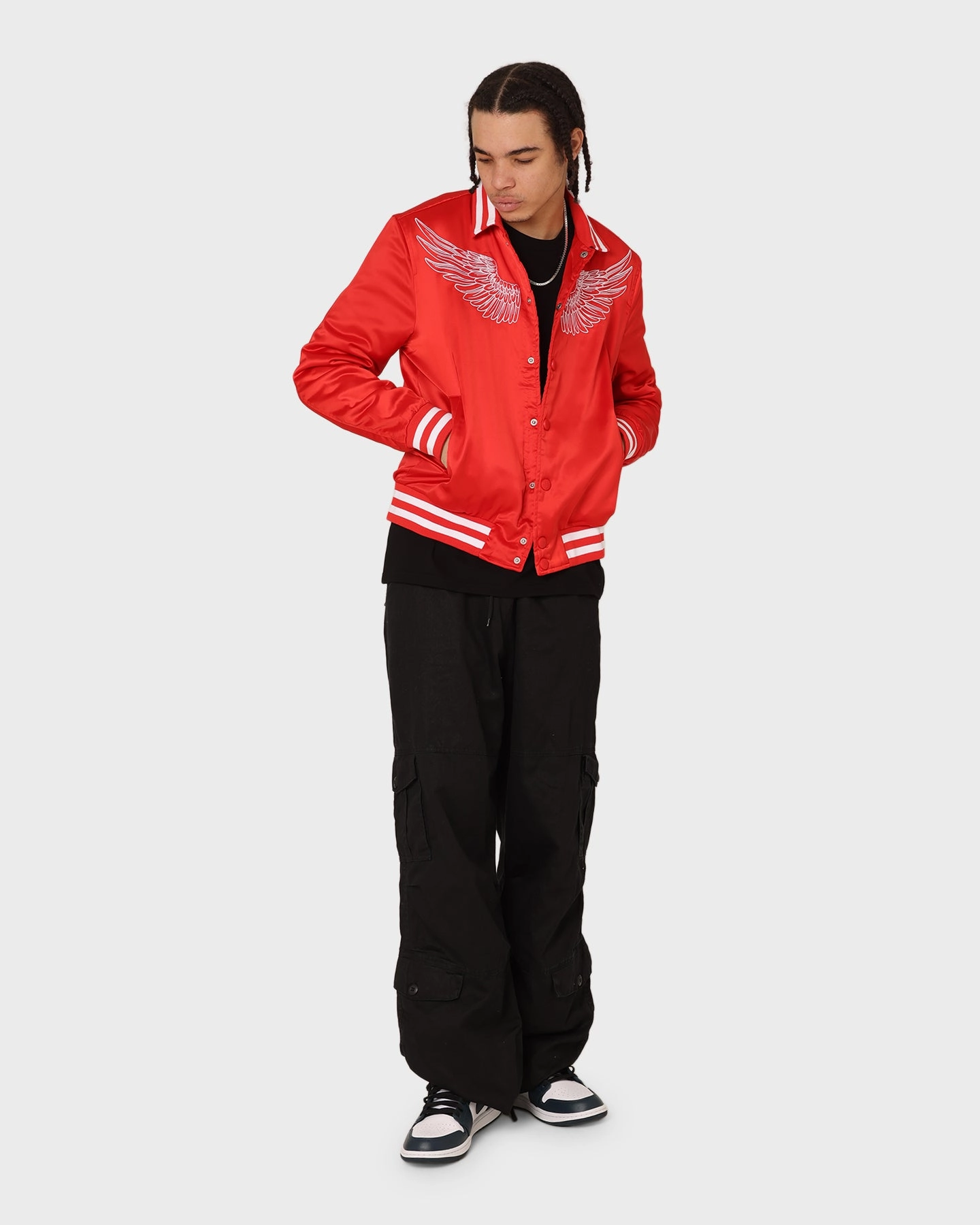 LaserCut Ventilation Zones En Noir Inc Midnight Satin Jacket Red