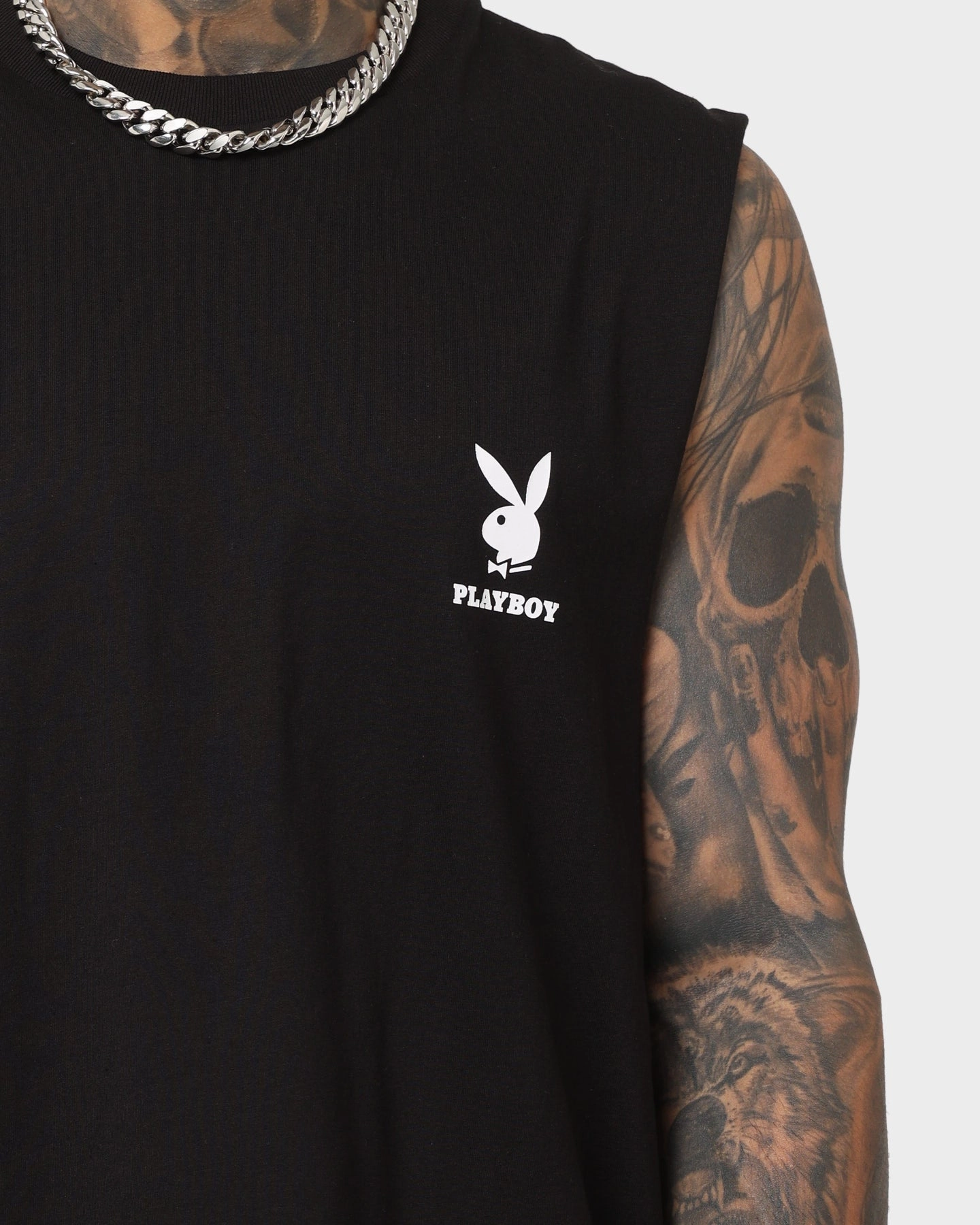 Playboy Linear Classic Bunny Stack T-Shirt Black Trendy Look Effortless Fit