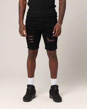 skiing outfit denim material Saint Morta Paisley Summum Shorts Black/Red