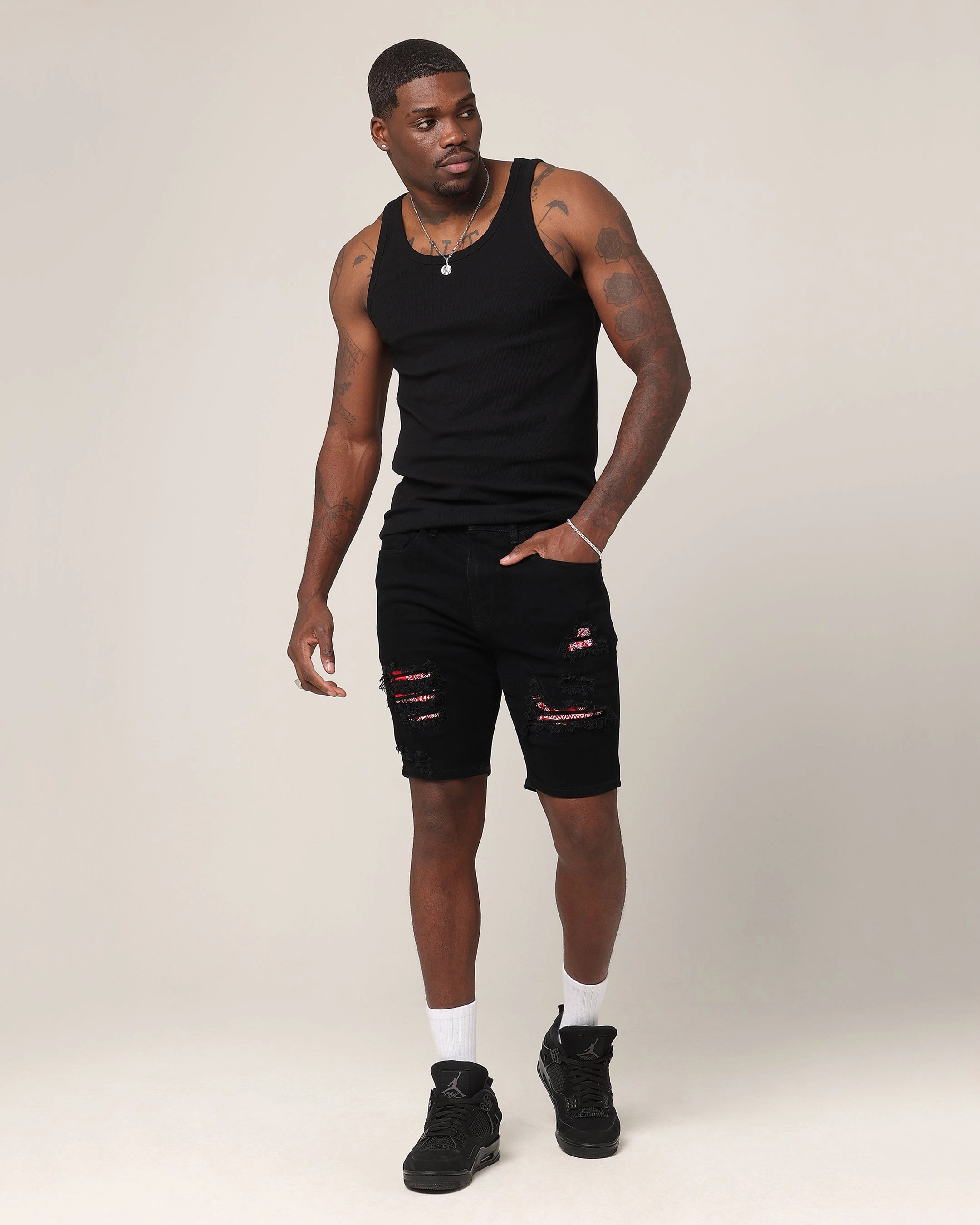 Evening Wear Low Bulk Construction Saint Morta Paisley Summum Shorts Black/Red