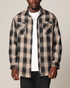 Streamlined Design Casual Elegance Saint Morta Icon Flannel Shirt Tan/Black