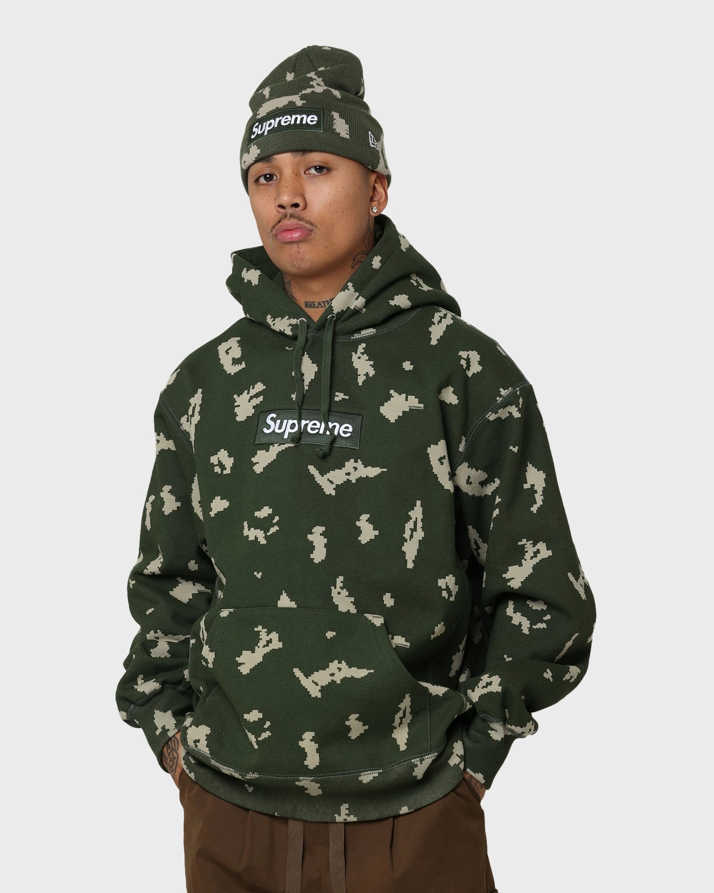 Rugged Protection AntiPilling Surface Finish Supreme Box Logo Hooded Sweatshirt Camo
