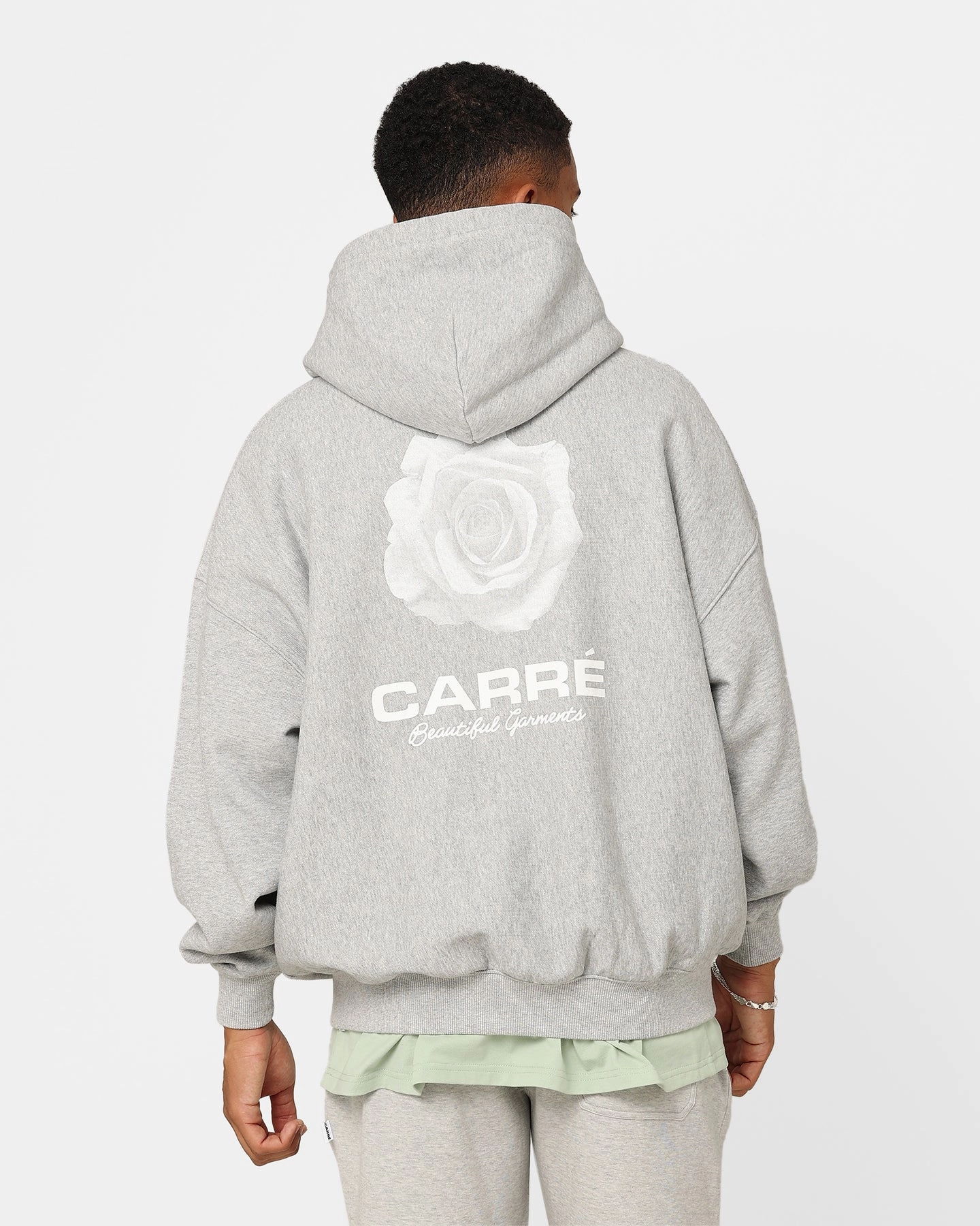 Carre RGB Oversized Hoodie Grey Marle Stand Collar