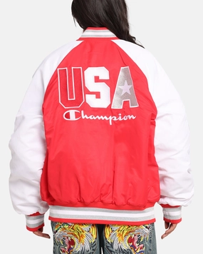 models Champion Rebel USA Letterman Jacket Red Spark Csi