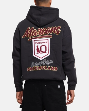 Insulated Jacket Flexible Hem Queensland Rugby League Queensland Maroons State Of Origin Hoodie Faded Black