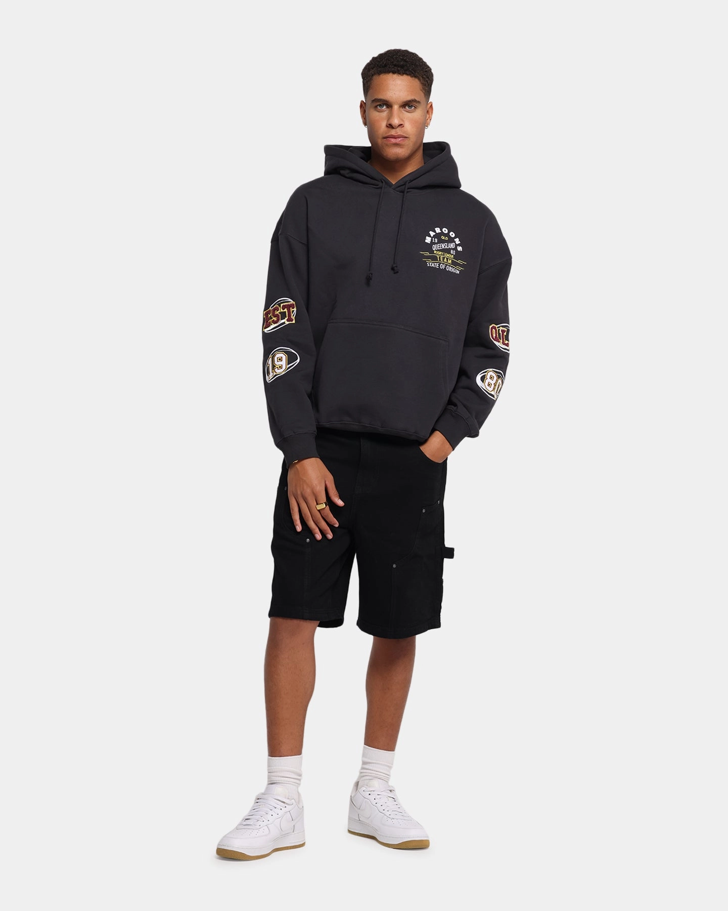 Airtight Storage Compartment Flexible Motion Queensland Rugby League Queensland Maroons State Of Origin Hoodie Faded Black