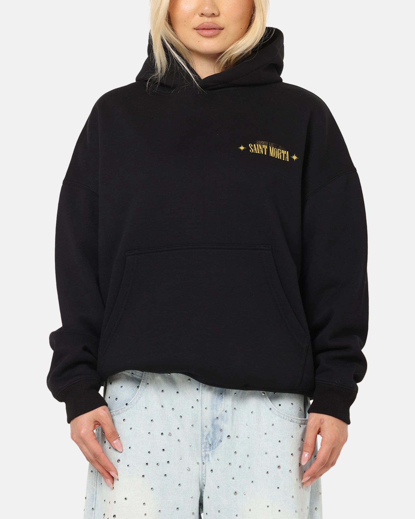 Wrap yoga enthusiasts Saint Morta Realm Of Return Boxy Hoodie Black