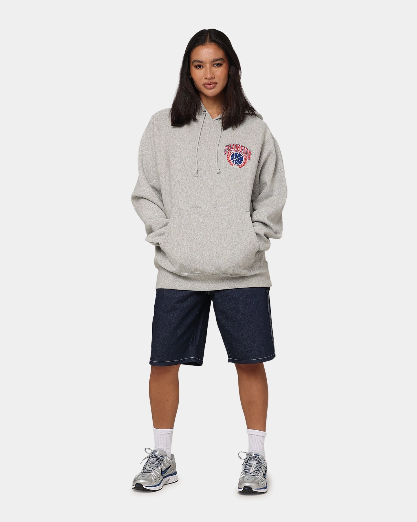 Champion Reverse Weave Field Basketball Hoodie Oxford Heather Courage