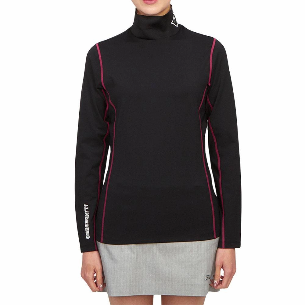 J.Lindeberg Powderhorn Mid Layer Golf Pullover Black - FW23 Women Sleek Utility