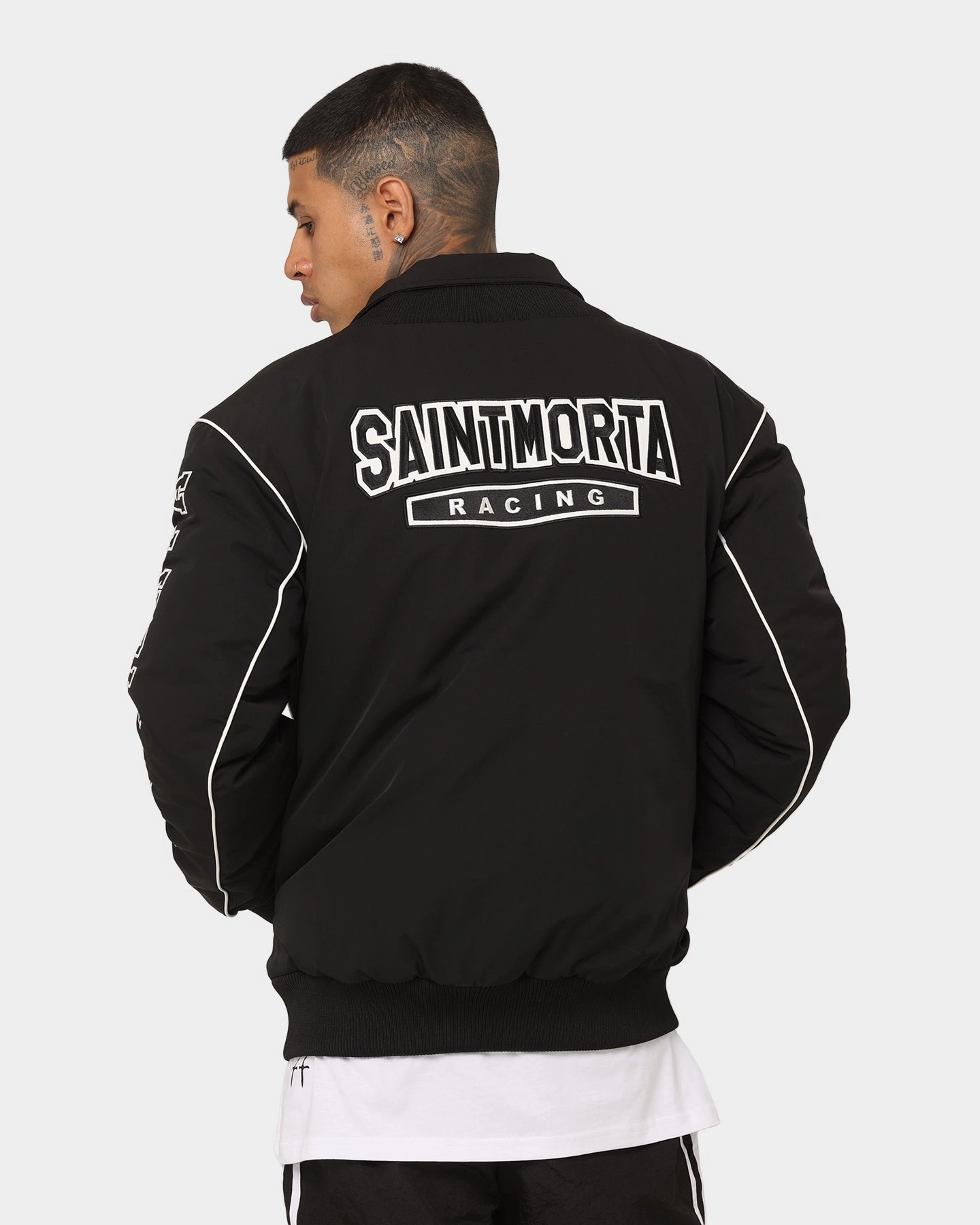 Double Layered Insulation elderly people Saint Morta Pro Racing Bomber Jacket Black