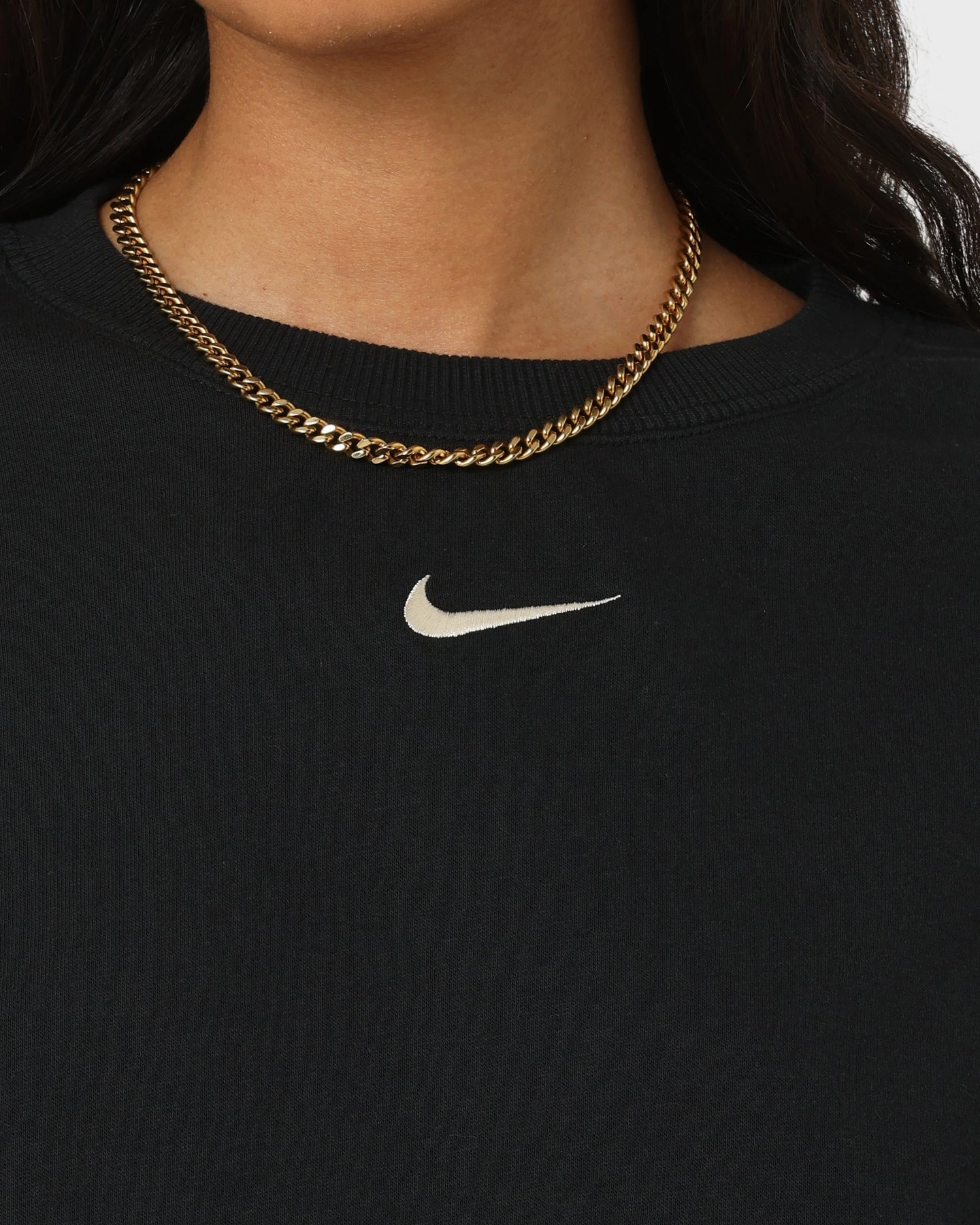 Nike Women's Nike Sportswear Style Fleece Over-Oversized Crewneck Black/Sail Layered Collar