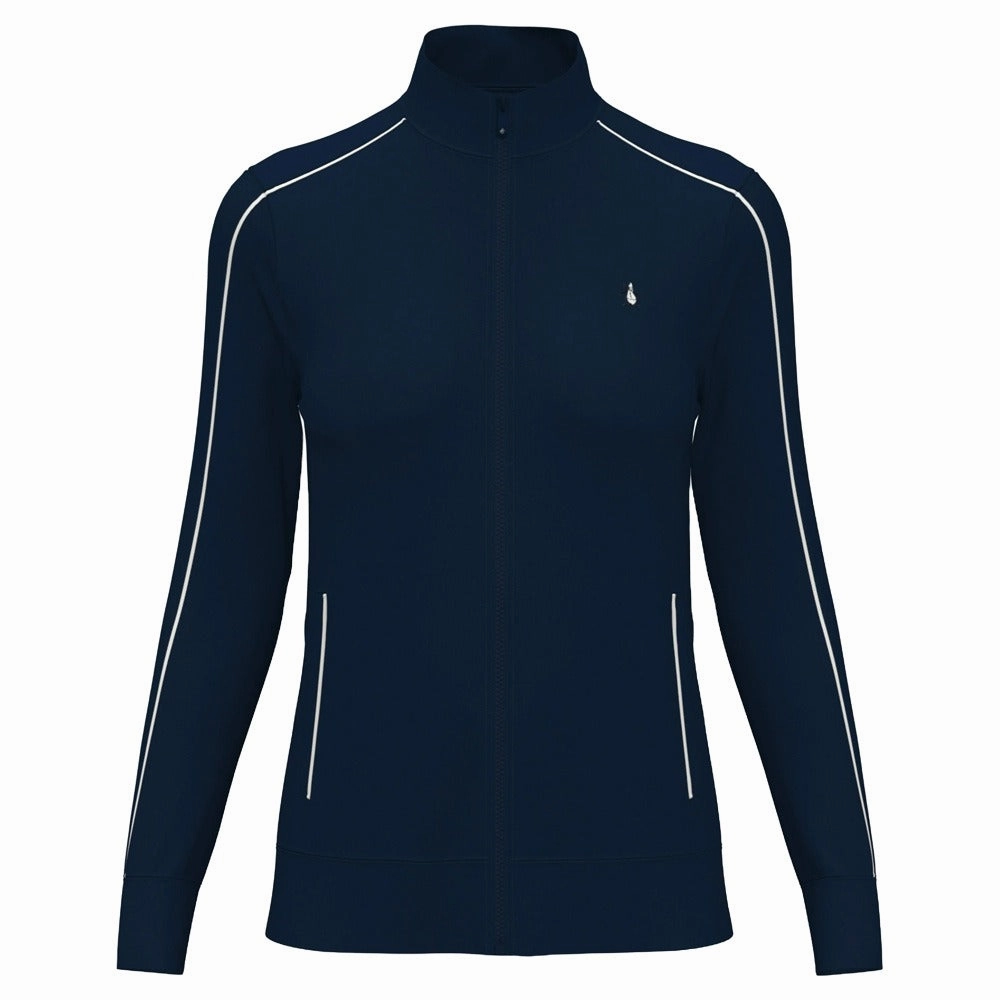 Original Penguin Mock Neck Full-Zip Golf Jacket Black Iris - FA24 Women Practical Layer Adjustable Cuff
