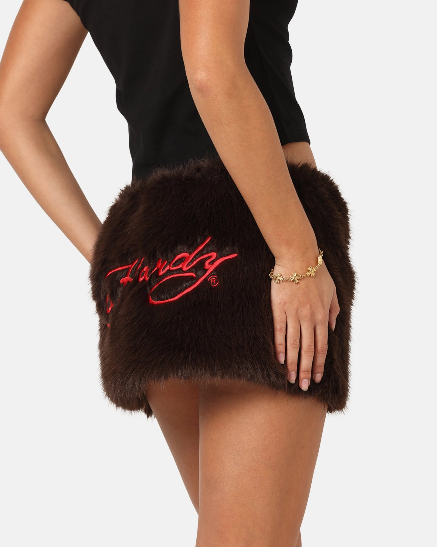 Ed Hardy Women's Bizzard Mini Skirt Brown Luxury Trim Daily Favorite