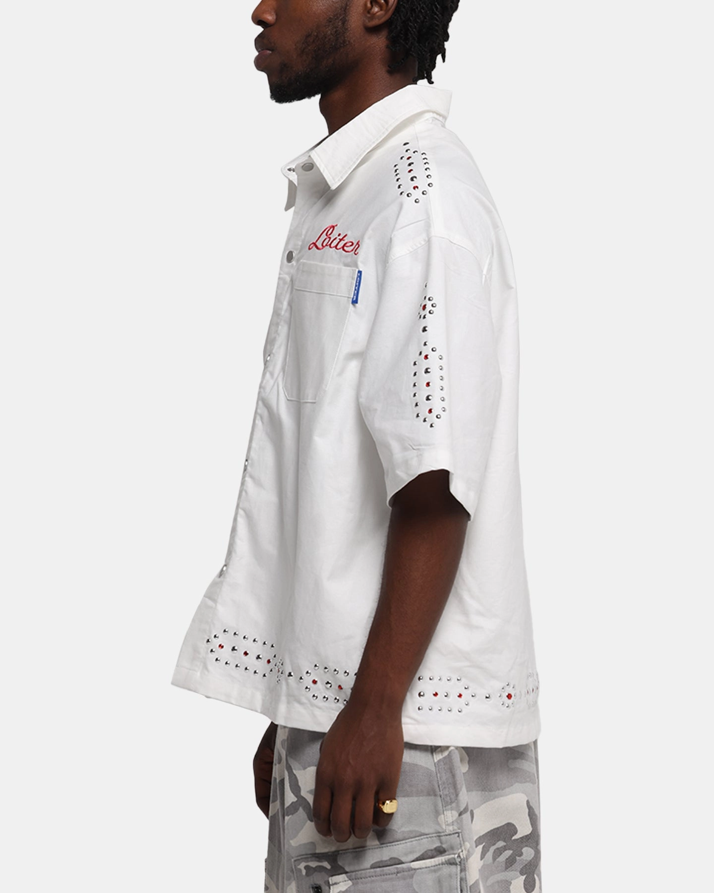Loiter Western Button Up Shirt Cream Abrasion Resistant Edges
