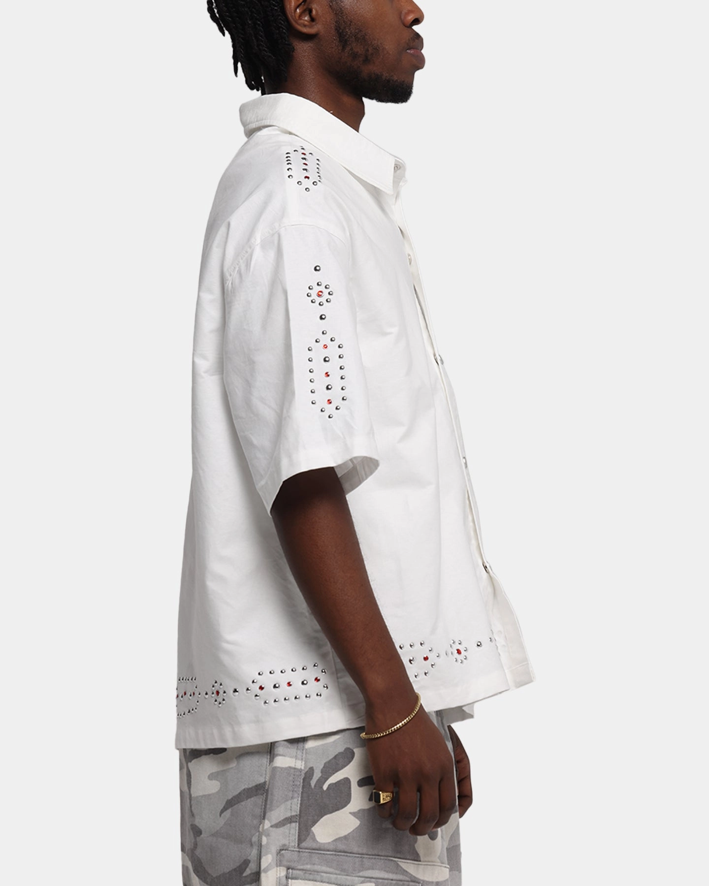 Loiter Western Button Up Shirt Cream Retro Vibe
