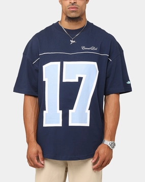 Compact Stitch Pattern Carre Hitta Grid Iron T-Shirt Navy/Light Blue