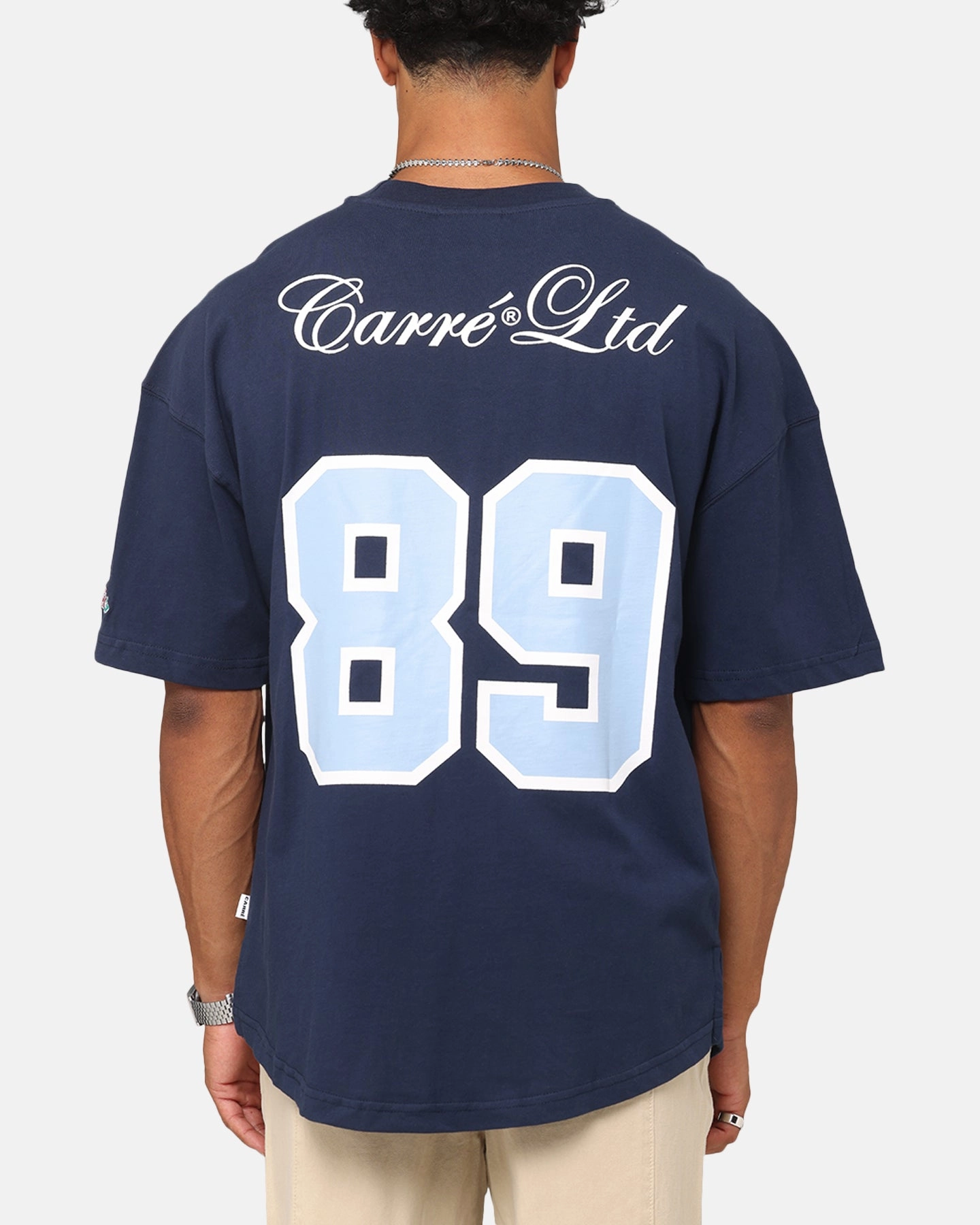 Carre Hitta Grid Iron T-Shirt Navy/Light Blue Relaxed Outfit Soft and Light Wear