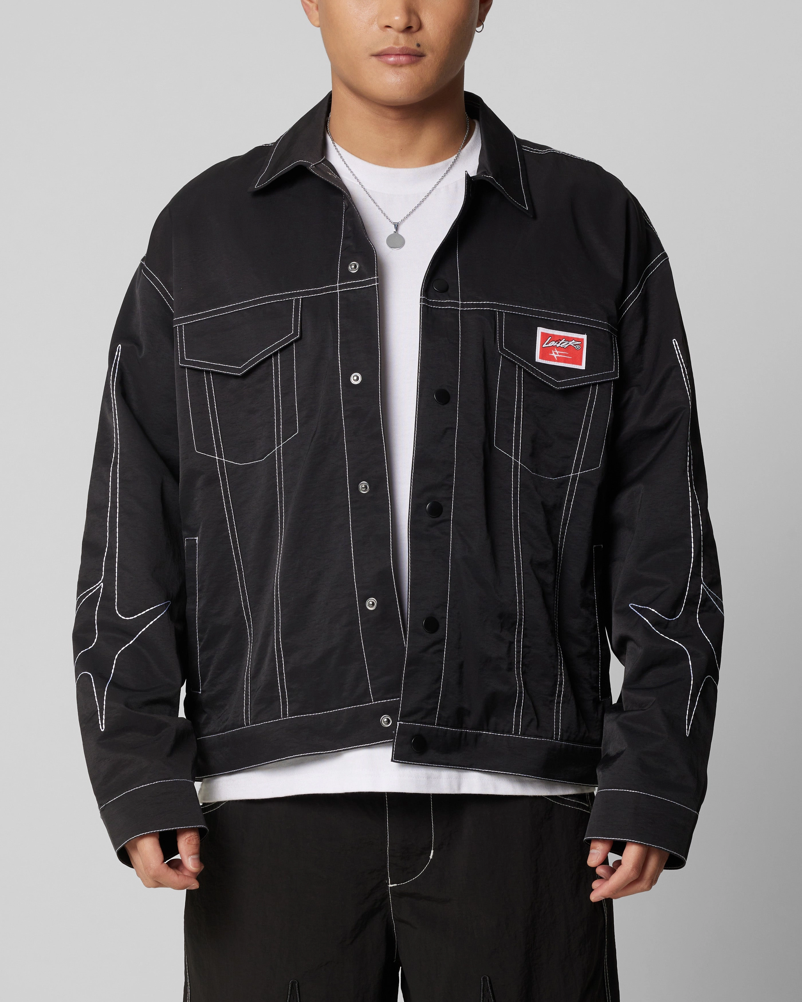 Non Restrictive Silhouette Loiter Galaxy Contrast Jacket Black