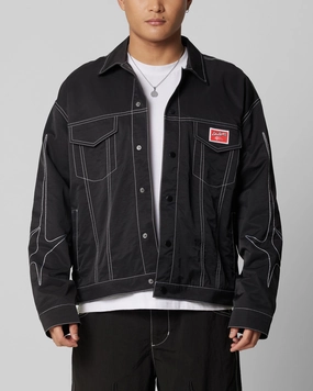 Non Restrictive Silhouette Loiter Galaxy Contrast Jacket Black