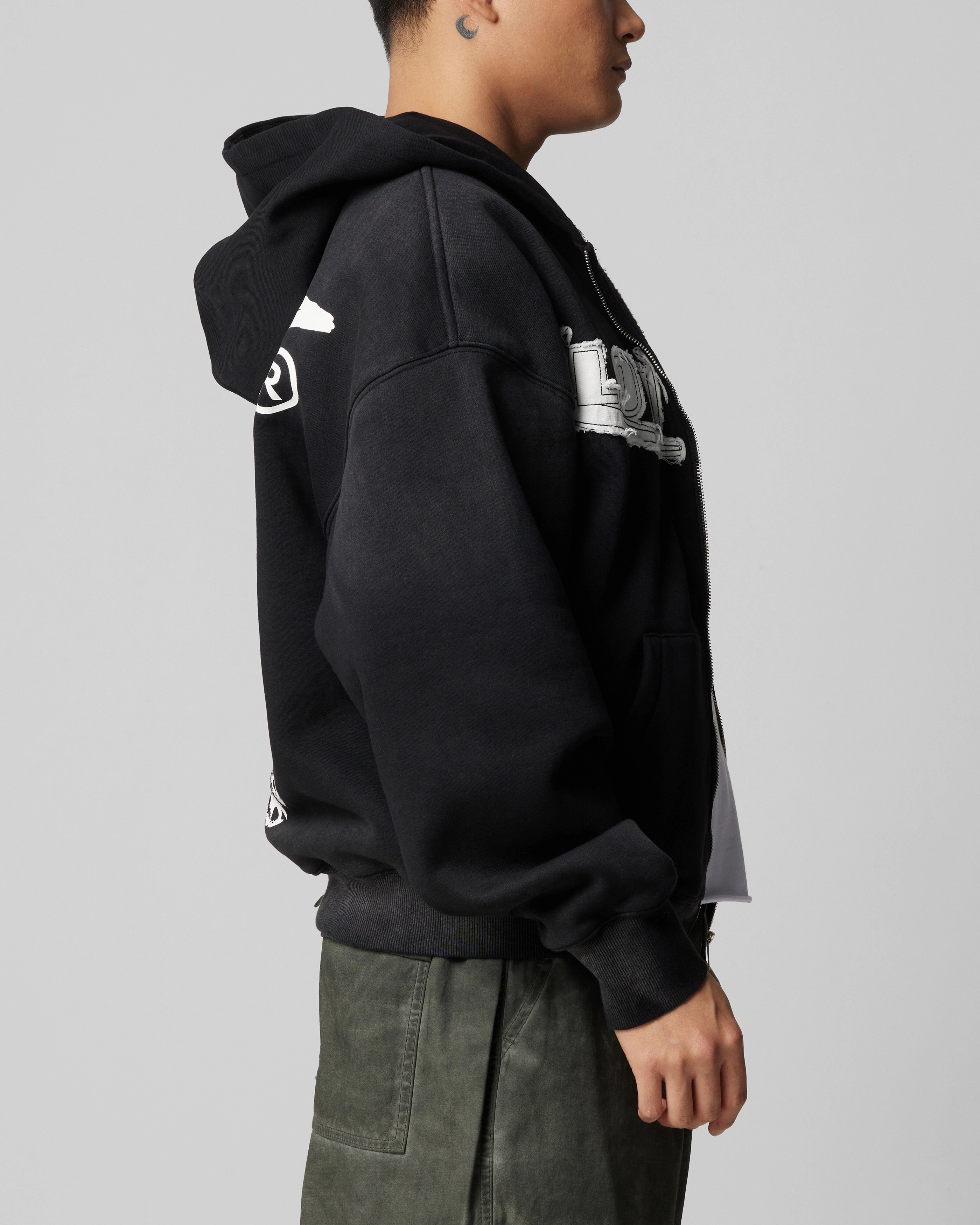Layer Option Loiter Peace To Make Zip Hoodie Black