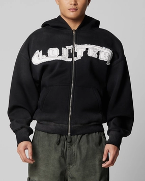 Loiter Peace To Make Zip Hoodie Black Cross Ventilation Channels Discount