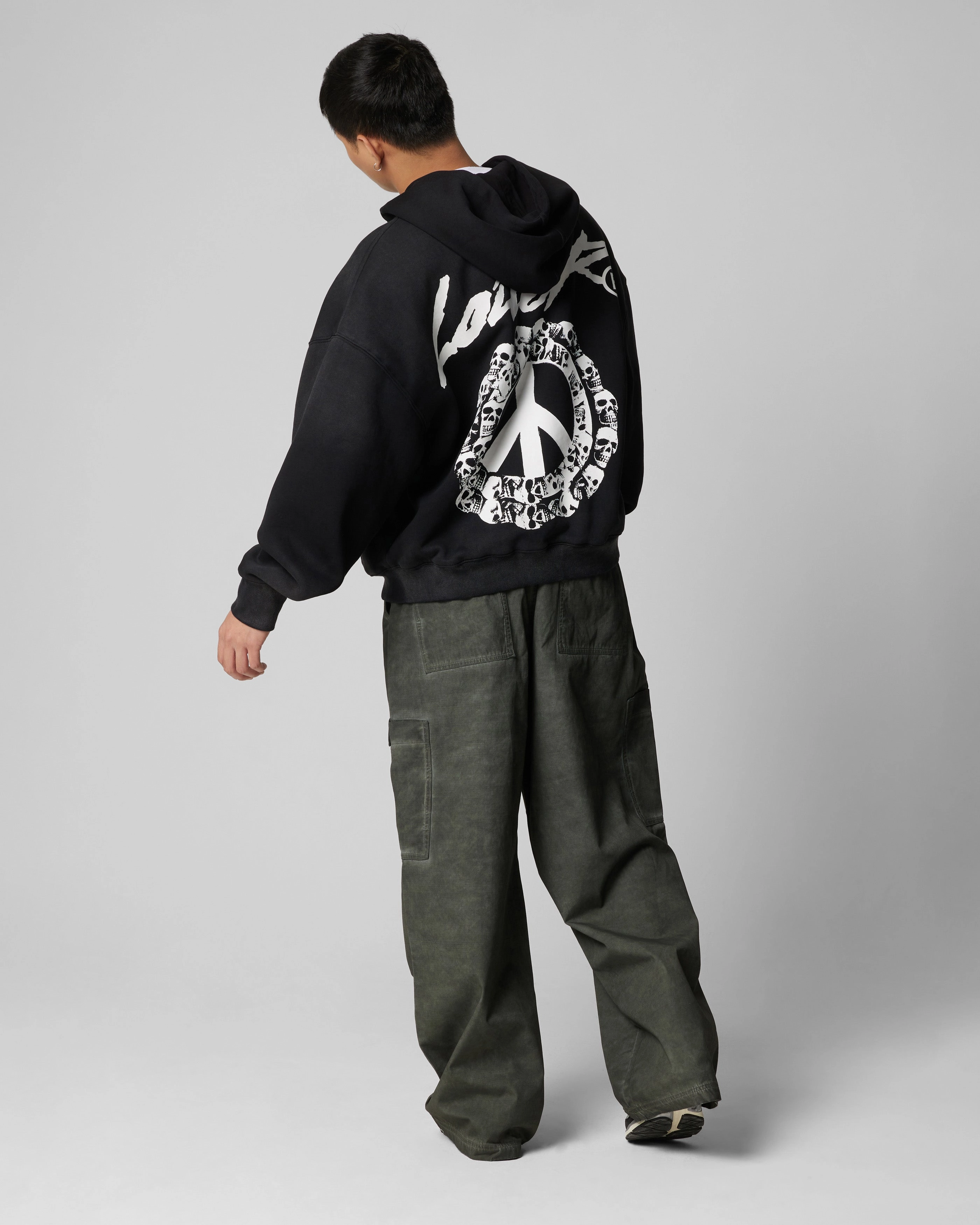 Loiter Peace To Make Zip Hoodie Black dancers