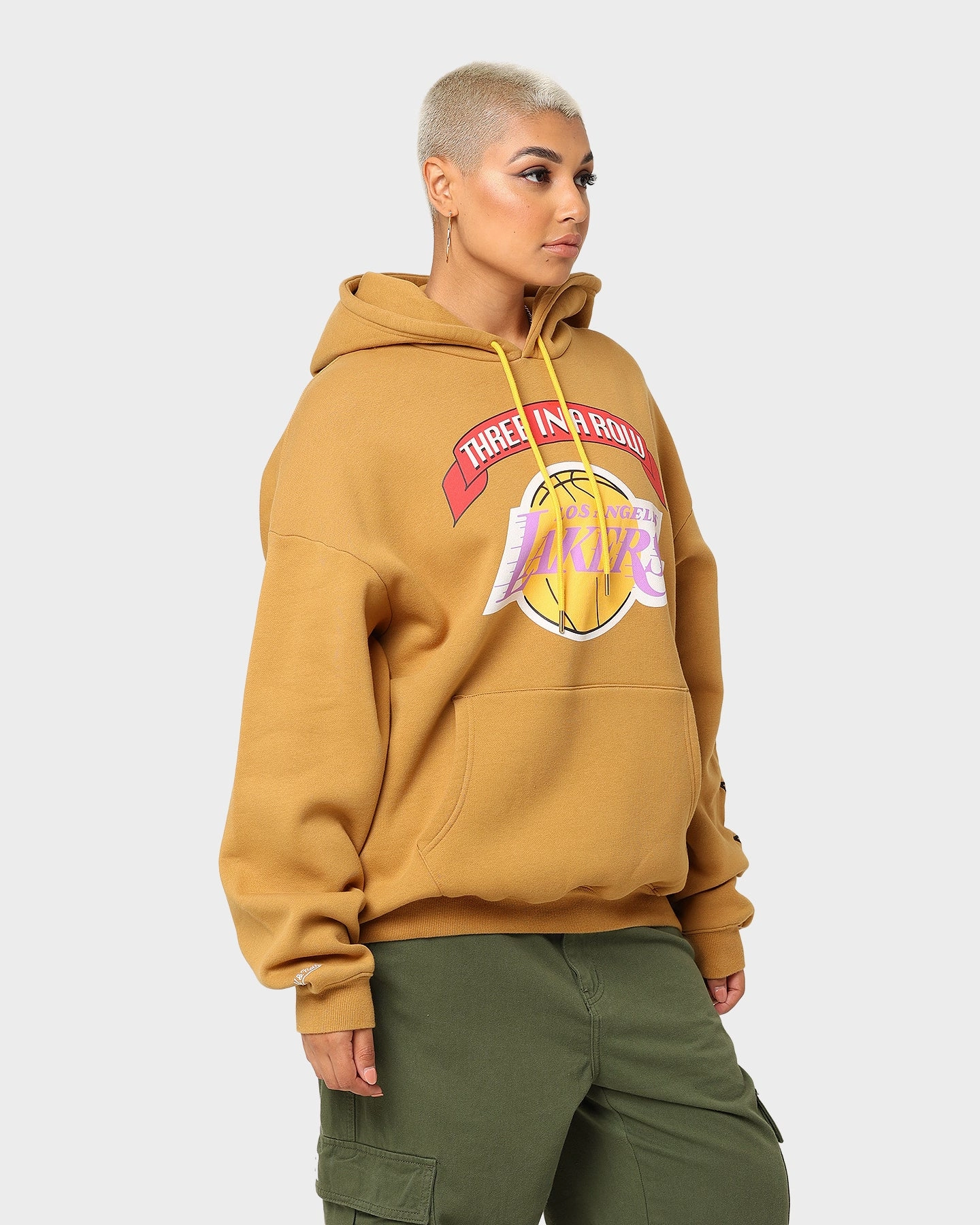Elastic waist Mitchell & Ness Los Angeles Lakers 3-Peat Hoodie Bone Brown