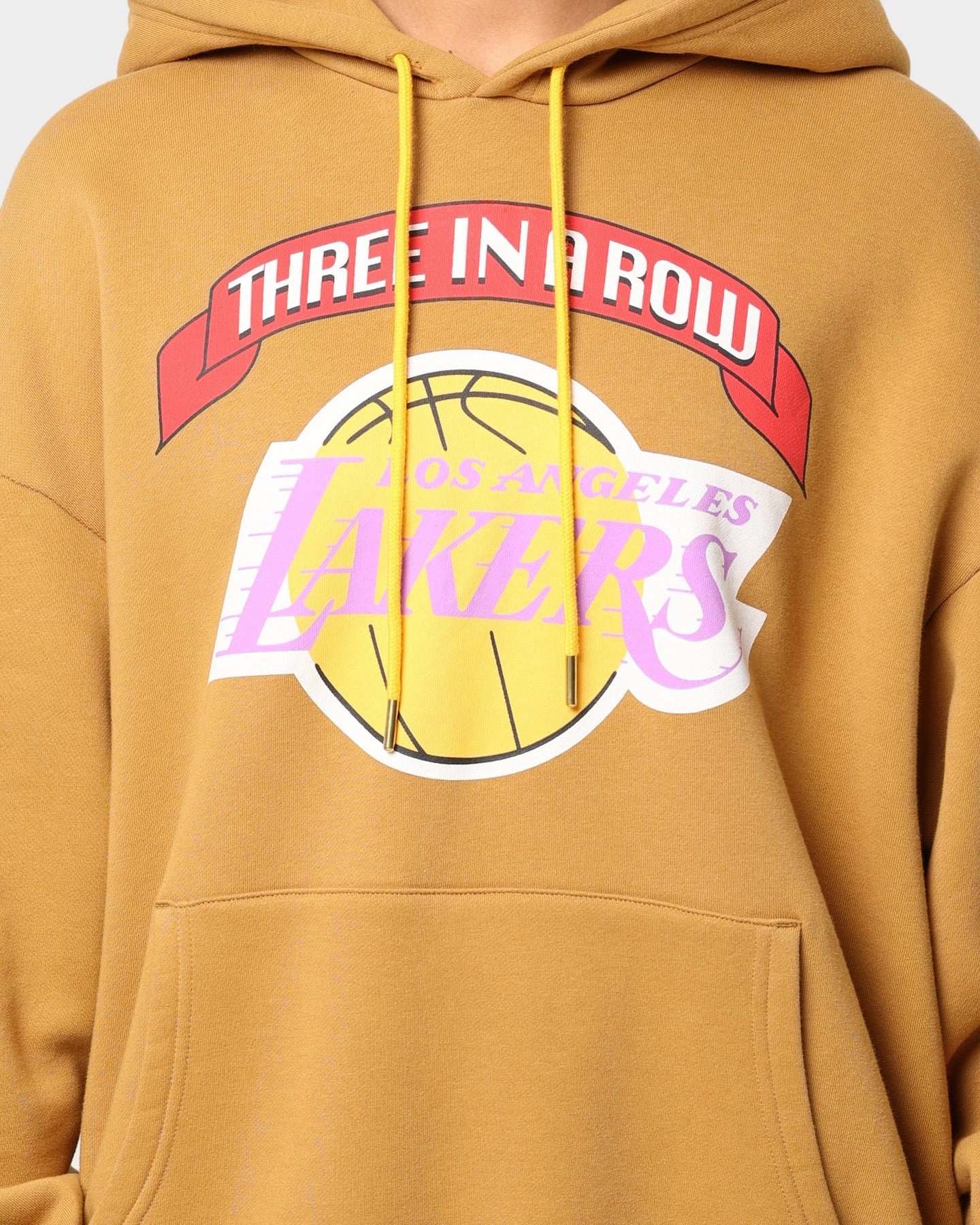 suitable for beach vacations Prayer Mitchell & Ness Los Angeles Lakers 3-Peat Hoodie Bone Brown