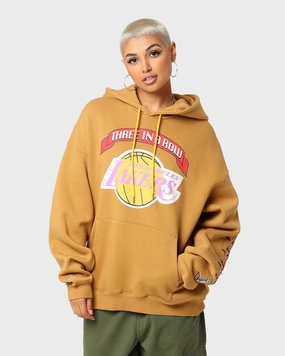 Mitchell & Ness Los Angeles Lakers 3-Peat Hoodie Bone Brown Taped Zipper Closures