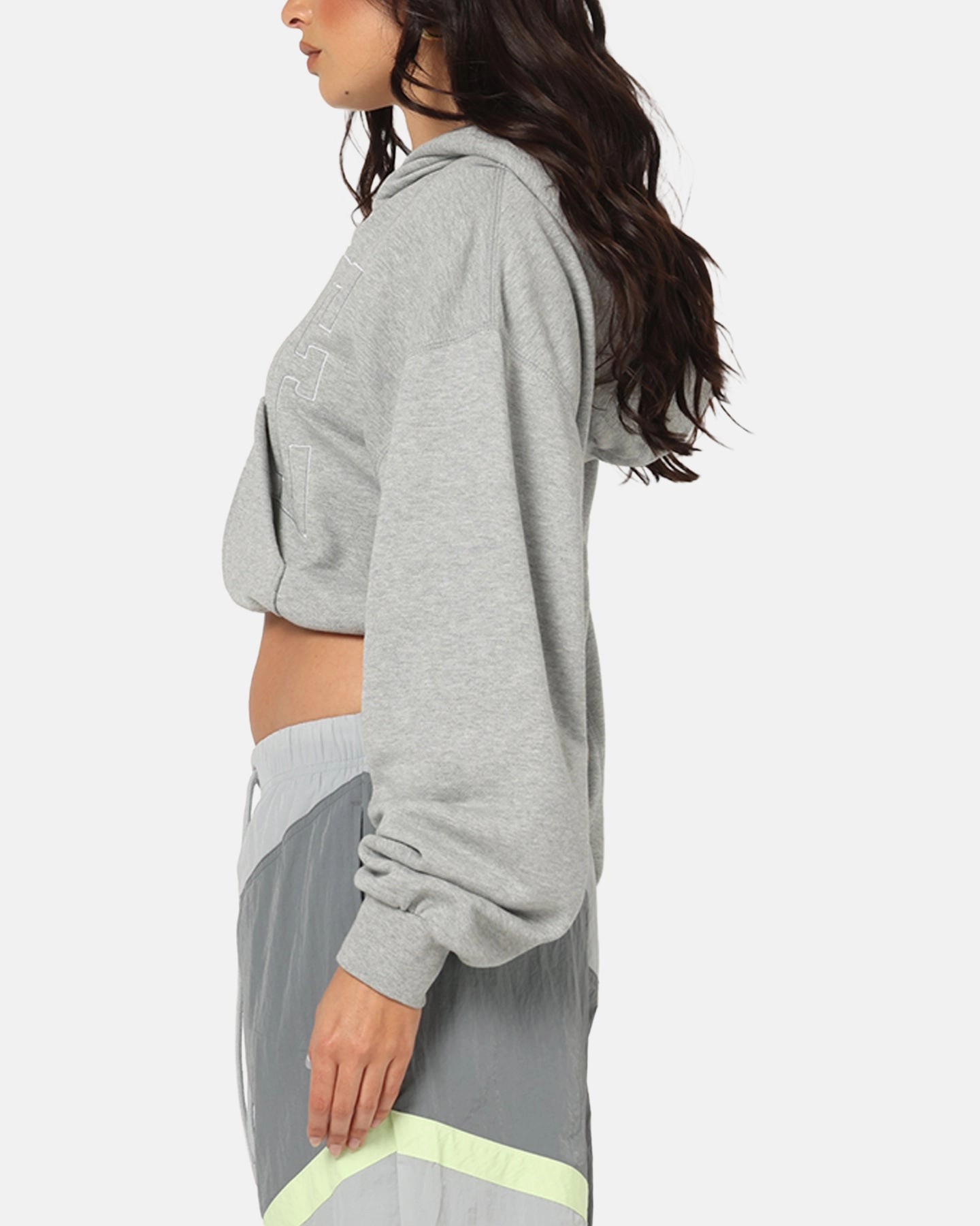 Nike Women's Sportswear Full-Zip Cropped French Terry Hoodie Grey Conditioner All-Purpose Jacket