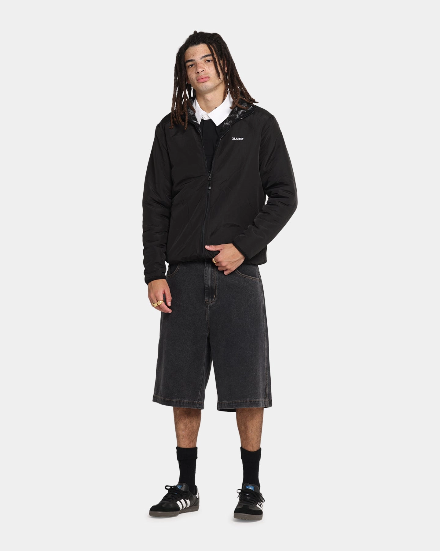 X-Large Camo Reversible Sherpa Jacket Black suitable for talent shows Everyday Jacket
