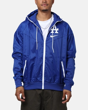 Nike Los Angeles Dodgers Team Windrunner Jacket Rush Blue/White Grid Fleece Lining NoiseFreeMaterial